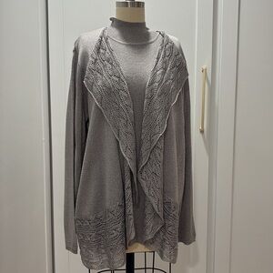 Silver sparkle knit shell and sweater. Chico’s size 3.